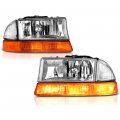 Chrome Bezel Oe-style Headlight Amber Turn Signal Lamp Assembly For 1997-2004 Dodge Dakota Durango Driver Passenger Side 
