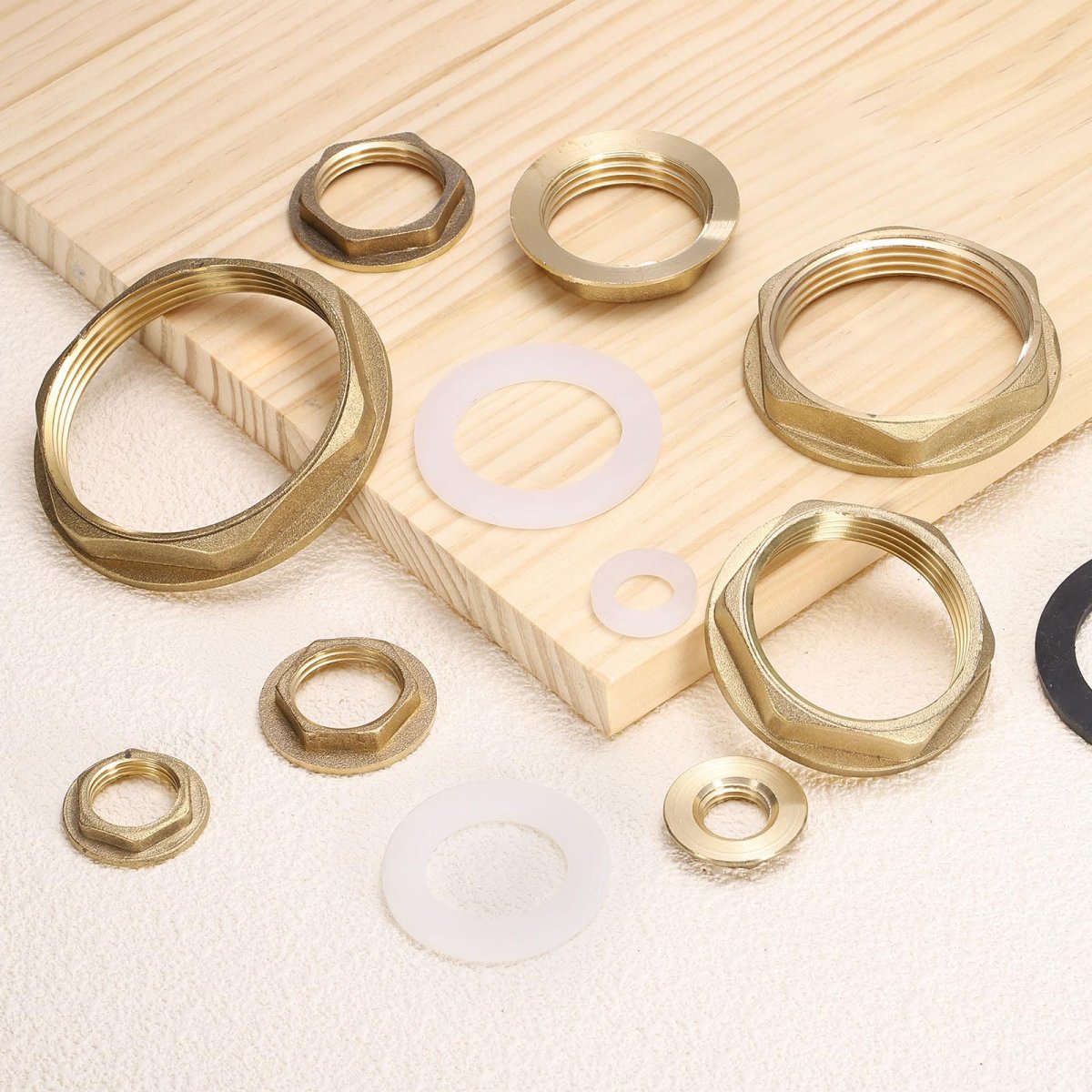 Brass Lock Nuts Pipe Fitting G1-1 4 Female Hexnut Flange Single Hole Faucet Lock Nut With Silicone Washer For Kitchen Basin