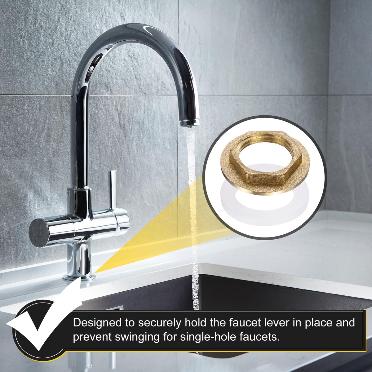 Brass Lock Nuts Pipe Fitting G1-1 4 Female Hexnut Flange Single Hole Faucet Lock Nut With Silicone Washer For Kitchen Basin