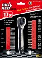 Bht-17htrs01r Mini Ratchet Wrench Screwdriver Socket Set 17 Piece 36 Teeth Reversible High Torque 1 4 In Dual Drive Chrome