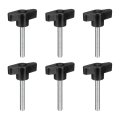 6pcs Clamping Screw Knob M6 X 40mm Metric Carbon Steel T Shaped Thumb Screws Handle For Quick Remove Hand Tightening 