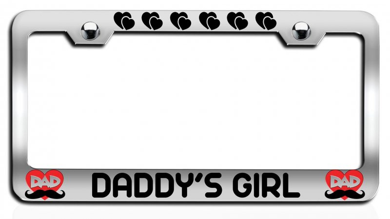 Daddy S Girl Dad Chrome Metal License Plate Frame Tag Holder Universal Fit For Cars Trucks And Suvs 12 5 X 6 In Heavy Duty