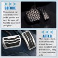 X Autohaux 2 Pcs Accelerator Pedal And Brake Cover Set Car Pad Vehicle For Ford Escape 2001-2022 Metal Rubber Silver Tone Black