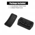 X Autohaux 2 Pcs Accelerator Pedal And Brake Cover Set Car Pad Vehicle For Ford Escape 2001-2022 Metal Rubber Silver Tone Black