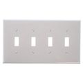 Cooper Wiring Devices Pj4w Mid-size Polycarbonate 4-gang Toggle Switch Wallplate White Pack Of 10 