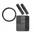 Geprint Thin Blue Line Us Flag Law Enforcement Print 4pcs Set For Auto Steering Wheel Cover 2 Seat Belt Pads Anti-slip Soft 