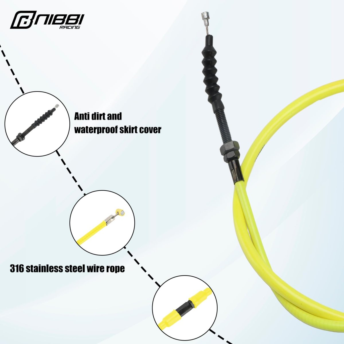 Nibbi Replacement Clutch Cable Dirt Bike Mini Pit Motorcross Motorcycle For Nc Engine 110cc 125cc 200cc 250cc Yellow