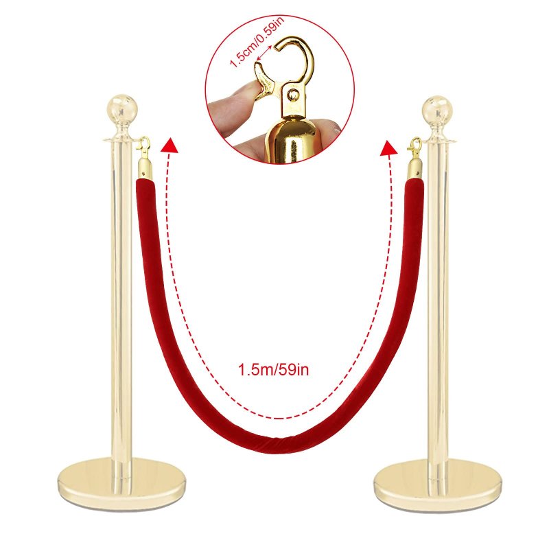 4pack Red Velvet Stanchion Rope 5 Feet Crowd Controls Barrier Rope For Movie Theaters Grand Openings Hotels
