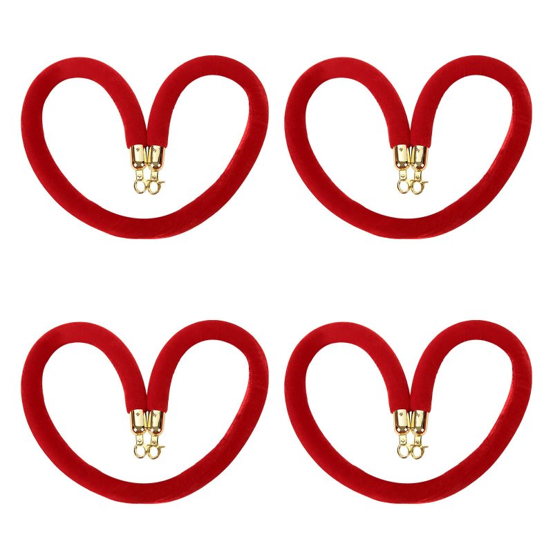 4pack Red Velvet Stanchion Rope 5 Feet Crowd Controls Barrier Rope For Movie Theaters Grand Openings Hotels