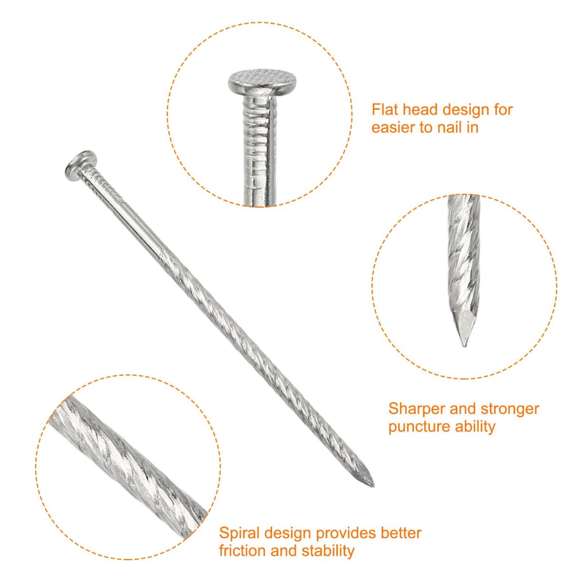 12pcs Fence Deck Nails 5 Inch 304 Stainless Steel Spiral Nail Shank Spikes For House Floor Repairing Wall Woodworking Silver