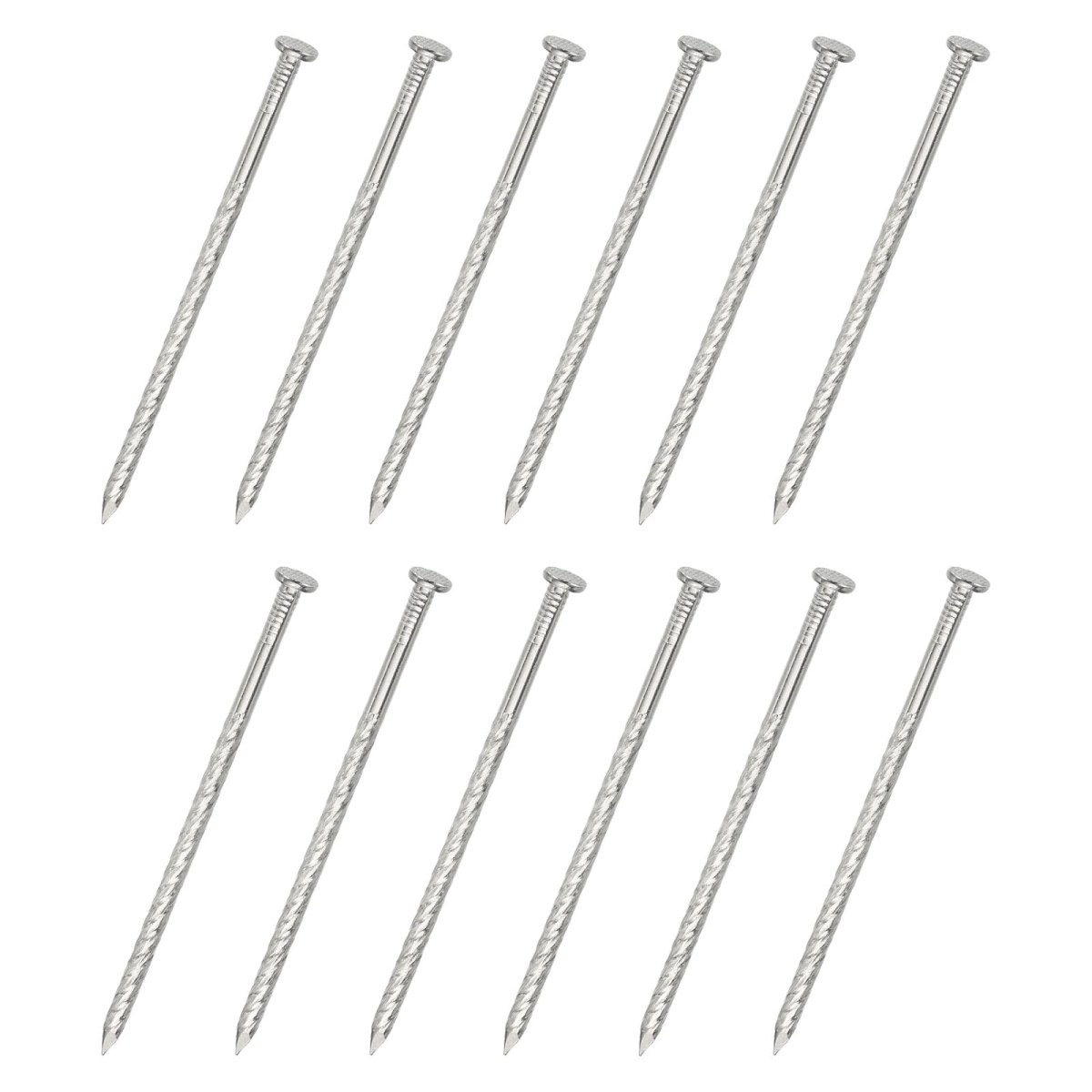 12pcs Fence Deck Nails 5 Inch 304 Stainless Steel Spiral Nail Shank Spikes For House Floor Repairing Wall Woodworking Silver