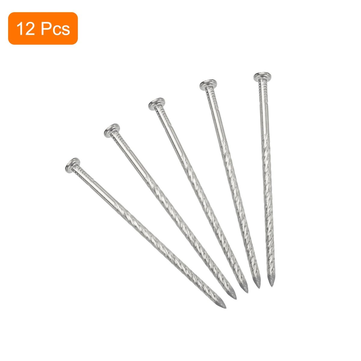 12pcs Fence Deck Nails 5 Inch 304 Stainless Steel Spiral Nail Shank Spikes For House Floor Repairing Wall Woodworking Silver