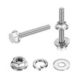 M4 X 30mm Phillips Flanged Hex Head Bolts 40pcs 304 Stainless Steel Flange Hexagon Screws With Nuts Flat Lock Washers Fully 