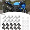 Qiilu Windshield Bolts Kit 10pcs Motorcycle Nut Washers Universal Motorbike Fairing Mounting Silver