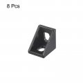 Uxcell 8pcs Inside Corner Bracket Gusset 20x20x17mm 2020 Angle Connectors For Series Aluminum Extrusion Profile Black