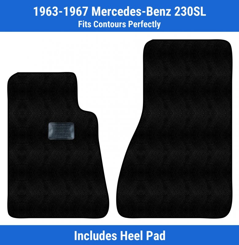 Carpet Front Floor Mats Black For Mercedes-benz 230sl 1967 1966 1965 1964 1963 Includes Heel Pad