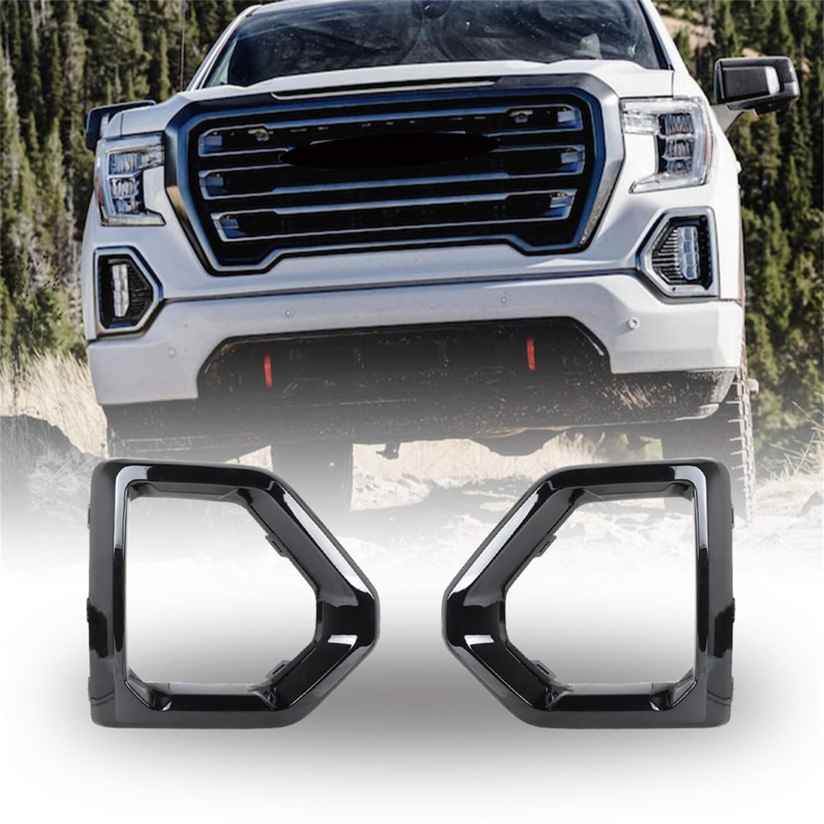 Front Fog Light Bezel Cover Replacement For Sierra 2019 2020 Gloss Black Left And Right Side Driving Lamp Trim Covers Abs