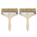 Uxcell 2pcs 7 Inch Paint Brush Natural Bristle Flat Edge With Wood Handle Wall Treatment Tool For Varnishes Glues