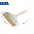 Uxcell 2pcs 7 Inch Paint Brush Natural Bristle Flat Edge With Wood Handle Wall Treatment Tool For Varnishes Glues