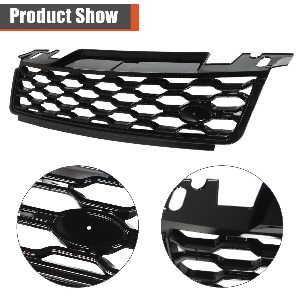 Front Bumper Grille Upper Glossy Black Mesh Replacement For Range Rover Sport L494 2018 2019 Lr098747