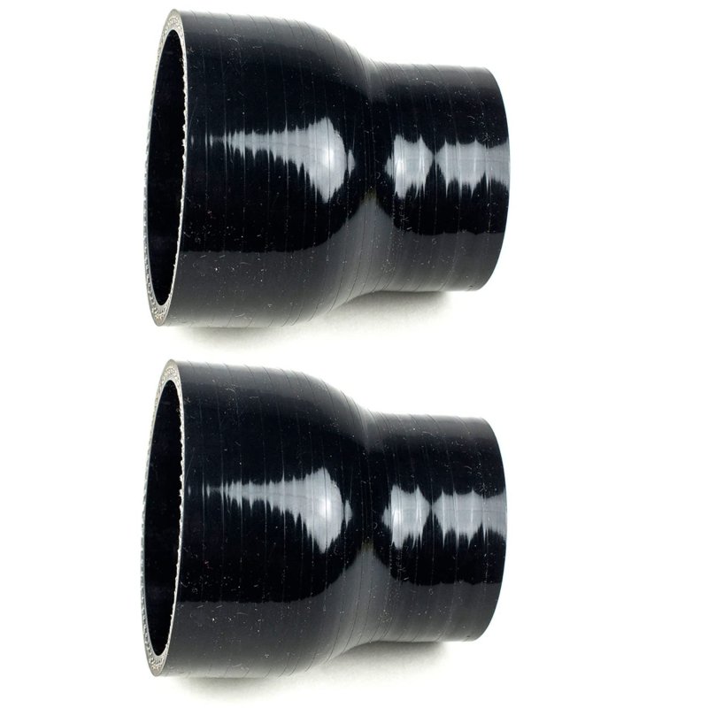 3 5 In To 2 Black Silicone Reducer Coupler Pack Ply Polyester Reinforced Turbo Pipe With 4 T Bolt Clamps