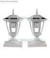2-pack White Solar Hexagon Post Cap Lights With Leds For 5x5 Fence Post- Green Natural 