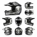 Tcmt Dot Youth Kids Motocross Offroad Street Helmet Black Skull Motorcycle Dirt Bike Atv Goggles Gloves M