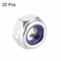 Uxcell Hex Lock Nuts M10 X 1 5mm Stainless Steel Nylon Insert Self-locking For Fasteners 20pcs Silver Tone