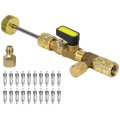 Qwork Hvac Valve Core Remover Installer Tool Dual Size Sae 1 4 5 16 Ports For R22 R410a R134 R32 Air Conditioning Systems