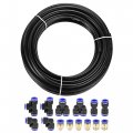 Uxcell Pneumatic 10mm Od Polyurethane Pu Air Hose Tubing Kit 10 Meters Black With 14 Pcs Push To Connect Fittings