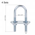 Uxcell Round U-bolts 4 Sets 0 87 22mm Inner Width 70mm Length Steel M6 With Nut Plate Washer