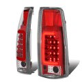 Auto Dynasty For 88-99 Chevy Gmc C K-series Pair Of 3d Led Tail Brake Lights Chrome Housing Red Lens 
