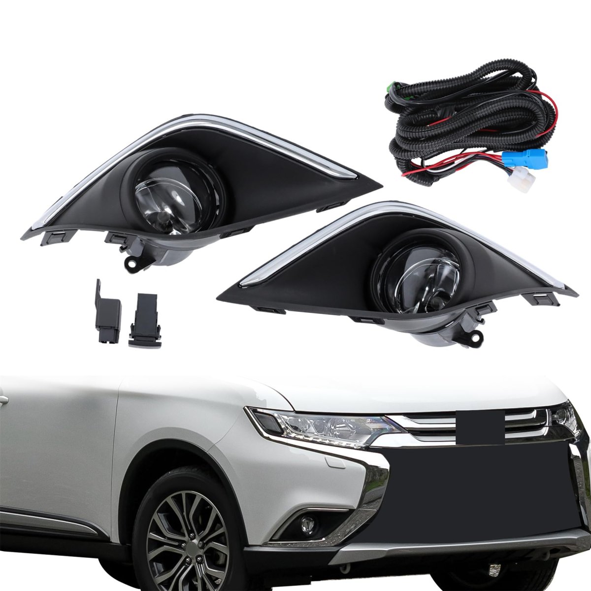 Left And Right Fog Lights Replacement For Mitsubishi Outlander 2016-2021 Lamp Clear Lens Mi1038127 Mi1039127