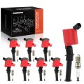 Red Set Of 16 Ignition Coil Pack And Iridium Spark Plugs For Ford F-150 Explorer Mustang Expedition E-150 E-250 Crown Victoria