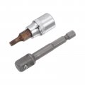 Uxcell M5 Spline Bit Socket 3 8 Square Drive Cr-v Sockets S2 Steel Bits 1 89 Length With Hex Shank Power Drill Adapter