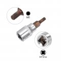 Uxcell M5 Spline Bit Socket 3 8 Square Drive Cr-v Sockets S2 Steel Bits 1 89 Length With Hex Shank Power Drill Adapter