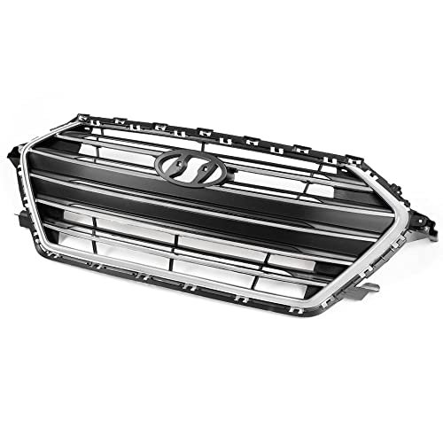 Front Upper Bumper Grille For Hyundai Elantra 2017 2018 Chrome Black Grill Trim