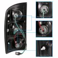 Amerilite For 2002-2006 Dodge Ram 1500 03-06 2500 3500 Pickup Euro-style Clear Black Replacement Taillights Pair Driver And
