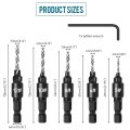 5 Piece Countersink Drill Bit Set For Woodworking 1 4 In Hex Shank Hss Counterbore Hole Bits 6 8 10 12 Sizes 82 Degrees Angle
