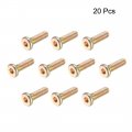 Uxcell M6x20mm Furniture Screw Hex Socket Machine Screws Zinc Plated Fasteners Bolts Full Thread Carbon Steel 20pcs