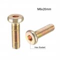 Uxcell M6x20mm Furniture Screw Hex Socket Machine Screws Zinc Plated Fasteners Bolts Full Thread Carbon Steel 20pcs