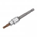 Uxcell Fd5 5 Slotted Bit Socket 3 8 Square Drive Cr-v Sockets S2 Steel Bits 1 89 Length With Hex Shank Power Drill Adapter