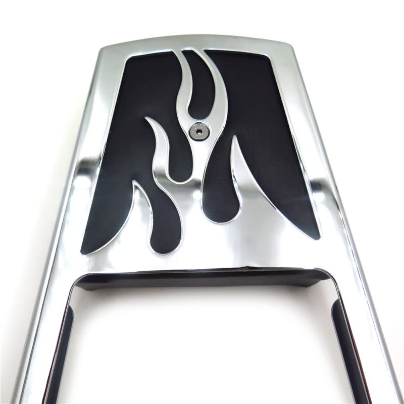 Flame Fire Style Backrest Sissy Bar With Leather Pad Chrome For H-d Sportster Xl883c Xl883r Xl1200r Xl1200c Xl1200s Xlh883