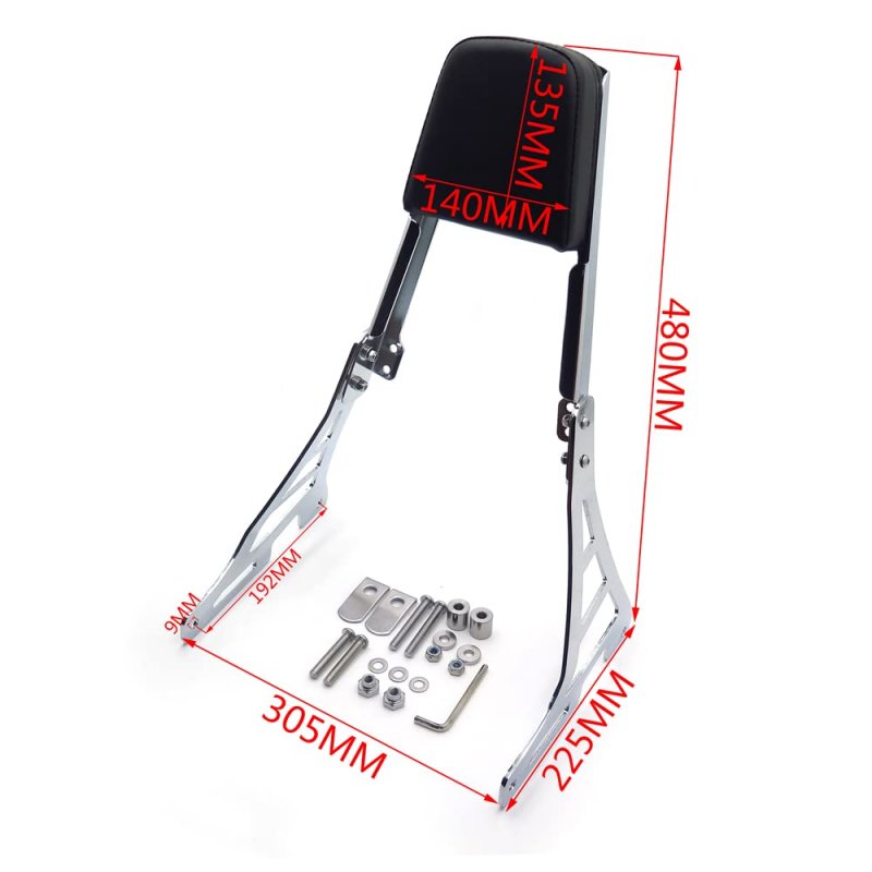 Flame Fire Style Backrest Sissy Bar With Leather Pad Chrome For H-d Sportster Xl883c Xl883r Xl1200r Xl1200c Xl1200s Xlh883