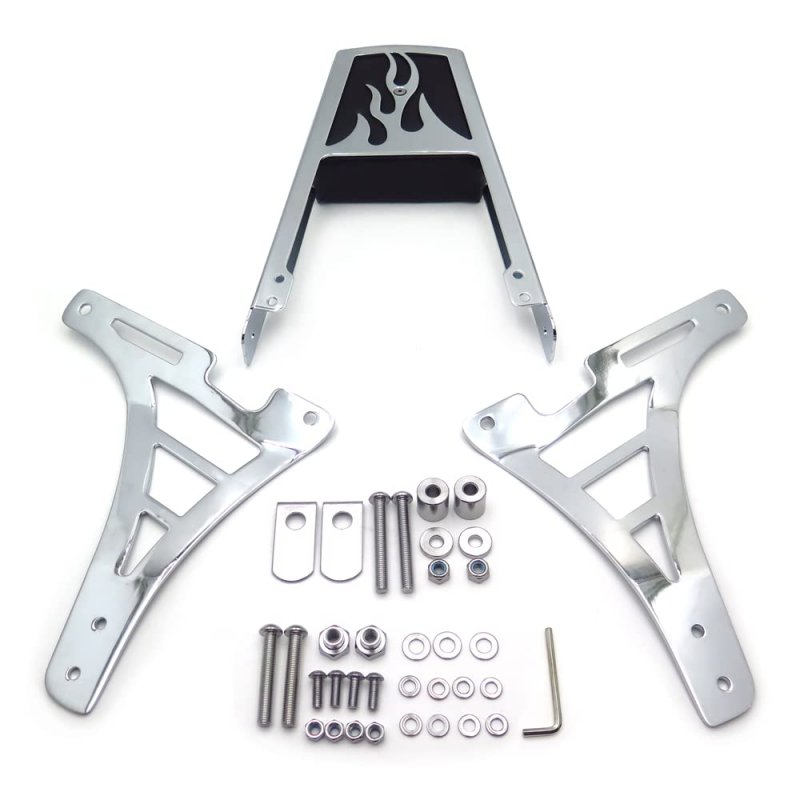 Flame Fire Style Backrest Sissy Bar With Leather Pad Chrome For H-d Sportster Xl883c Xl883r Xl1200r Xl1200c Xl1200s Xlh883