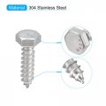Uxcell Hex Head Lag Screws Bolts 10pcs 5 16 X 1-1 4 304 Stainless Steel Partial Thread Wood