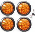 4 Sparkling Amber Round Turn Tail Parking Signal Led Light For Truck Trailer Rv W Plug Grommet 