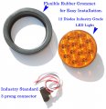 4 Sparkling Amber Round Turn Tail Parking Signal Led Light For Truck Trailer Rv W Plug Grommet