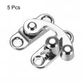 Uxcell Antique Vintage Lock Clasp Right Latch Hook Hasp 32mmx28mm Swing Arm Silver Tone 5 Pcs