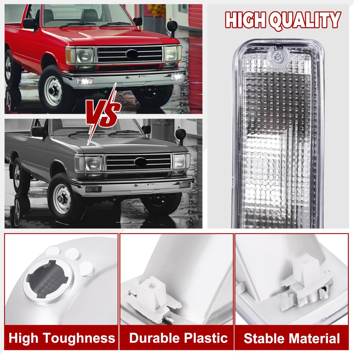 Hecasa Pair Turn Signal Lights For 1989-1995 Toyota Pick-up Truck 2 Wheel Drive Models Only Lamps Assembly Driver Passenger